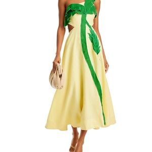 FARM Rio Yellow One Shoulder A-line Maxi Dress